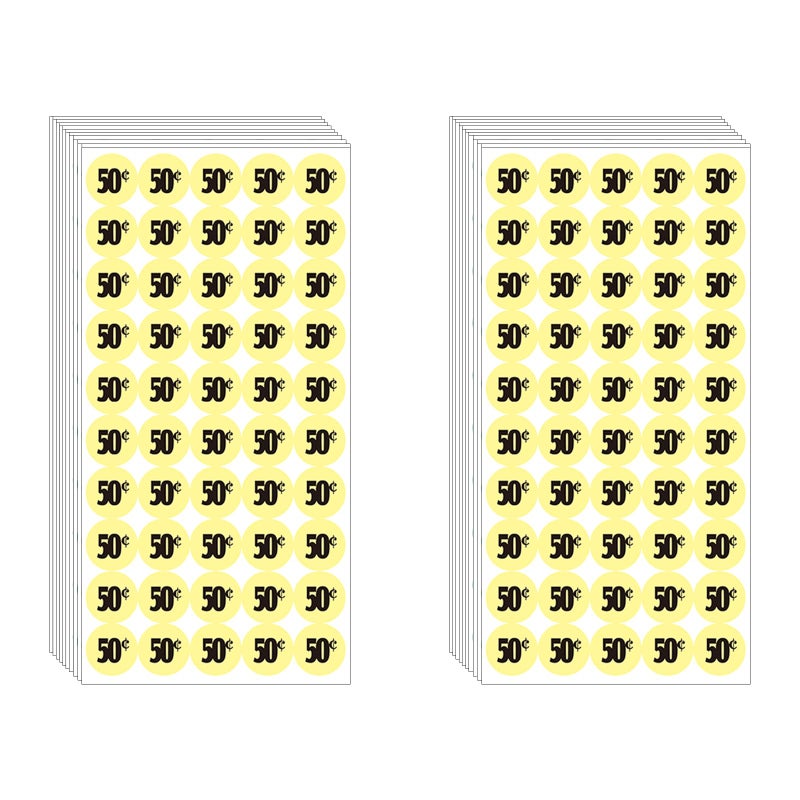 DUGUTUL 1000 pcs 50 Cent Color-Coded Price Stickers for Garage Sale and Flea Market, 3/4"" Diameter - Bold Fonts, Clear Visibility, High Visibility, Easy Organization - Image 1